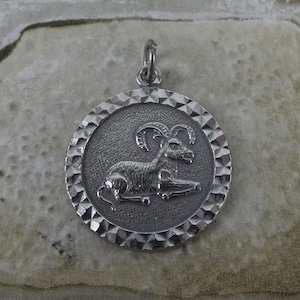 Vintage Sterling Silver Aries Zodiac Pendant