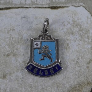 Vintage Sterling Silver and Enamel Travel Charm / Pendant - Selsey - West Sussex
