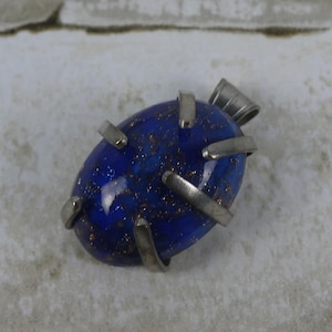 Vintage Sterling Silver Blue Goldstone Pendant