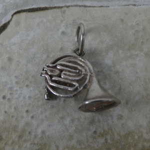 Vintage Sterling Silver French Horn Charm / Pendant