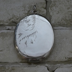 Very Large Vintage Sterling Silver Victorian Style Oval Locket / Pendant