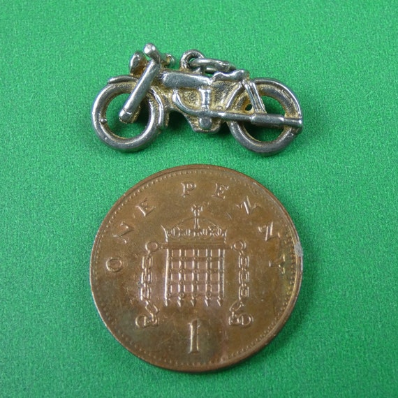 Vintage Sterling Silver Motor Bike Motorcycle Cha… - image 5