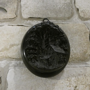 Antique Victorian Vulcanite / Gutta Percha Mourning Locket / Pendant