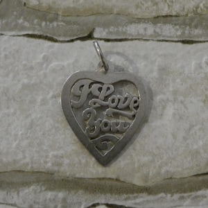 Vintage Sterling Silver I Love You Heart Shaped Pendant