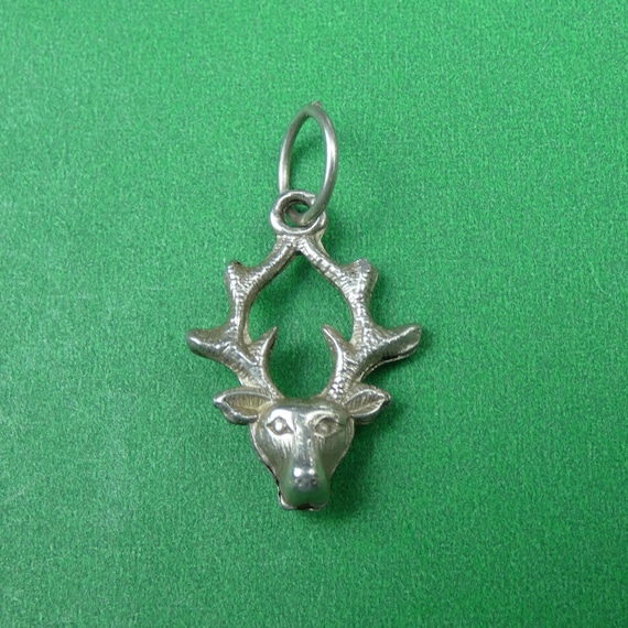 Vintage Sterling Silver Stag's Head / Deer Charm … - image 2