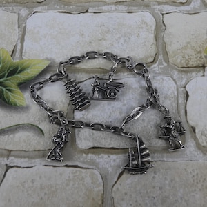 Vintage Sterling Silver Chinese Charm Bracelet
