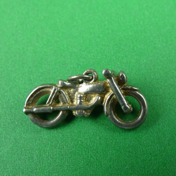 Vintage Sterling Silver Motor Bike Motorcycle Cha… - image 2