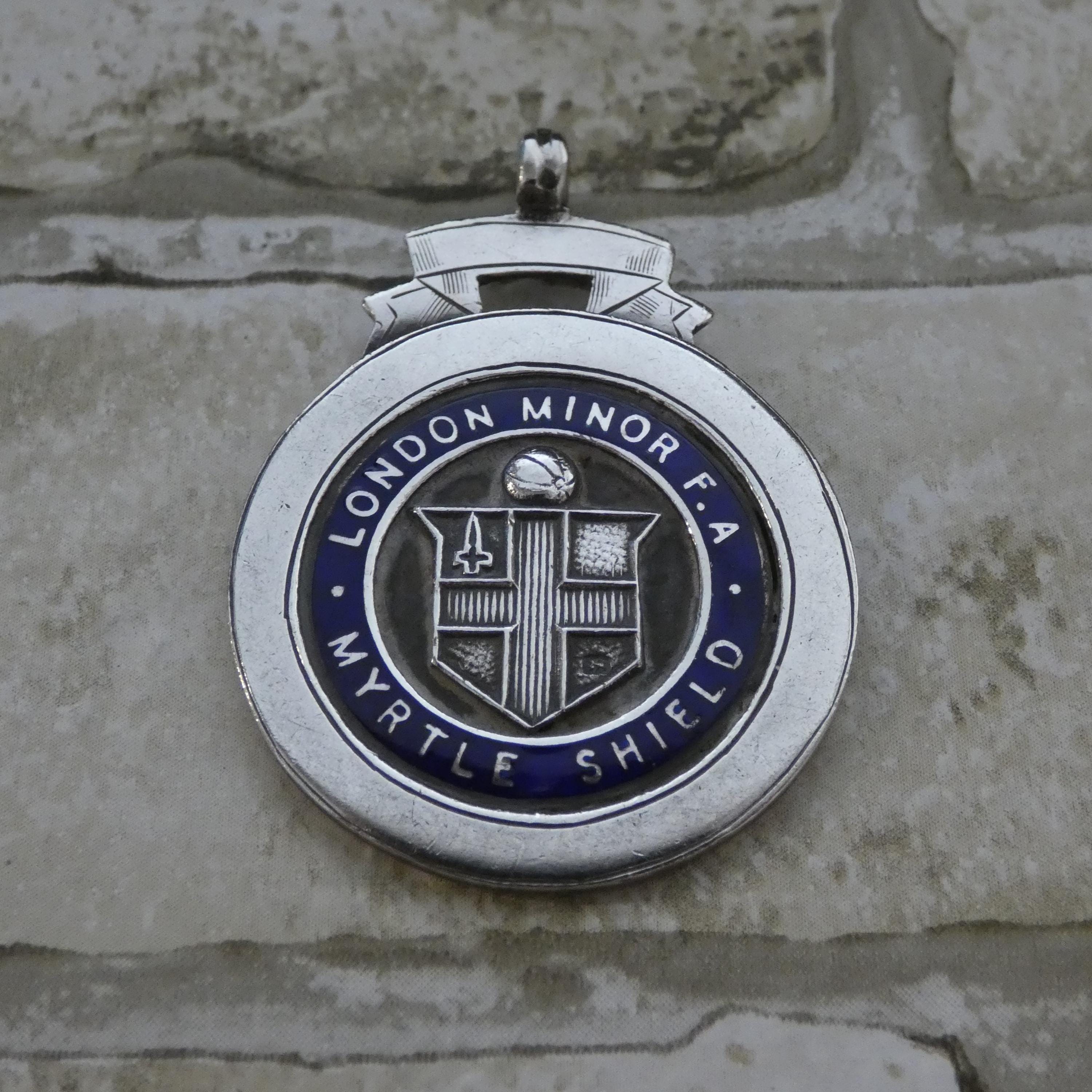Vintage Hallmarked Silver Enamel London FA Myrtle Shield Football Medal 1948-49