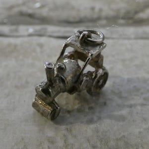 Vintage Sterling Silver Steam Engine / Steam Roller Charm / Pendant
