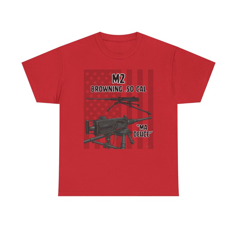 M2 Browning .50 Cal Machine Gun Tee | Military Weapon Illustration T-Shirt image 8