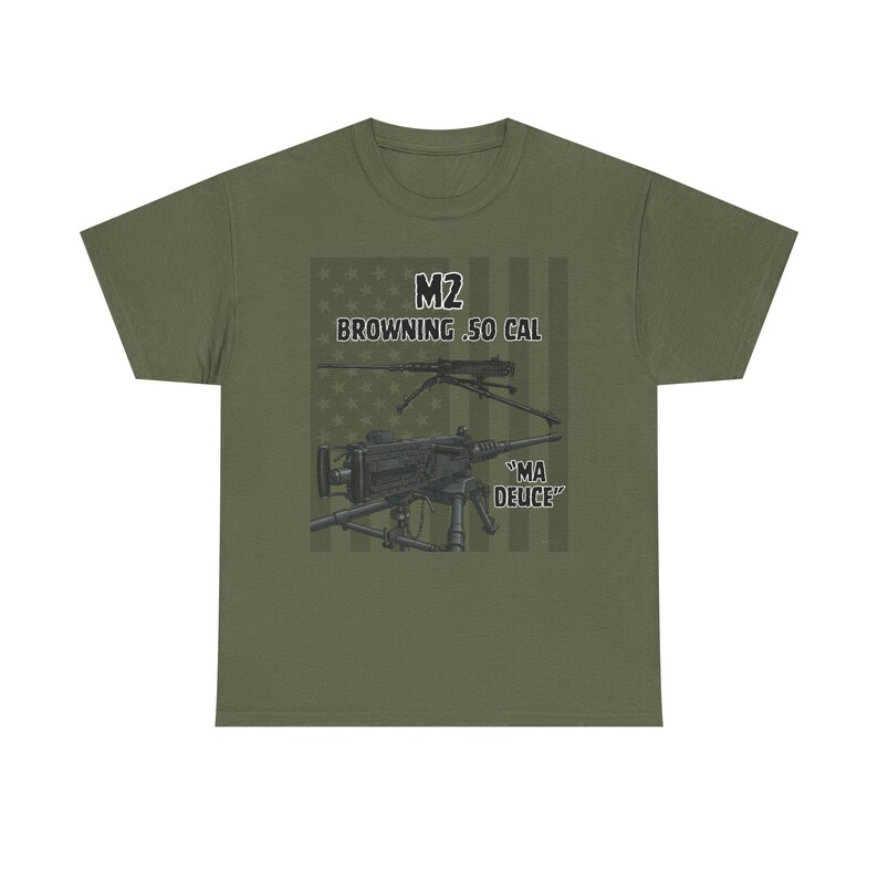 M2 Browning .50 Cal Machine Gun Tee | Military Weapon Illustration T-Shirt image 4