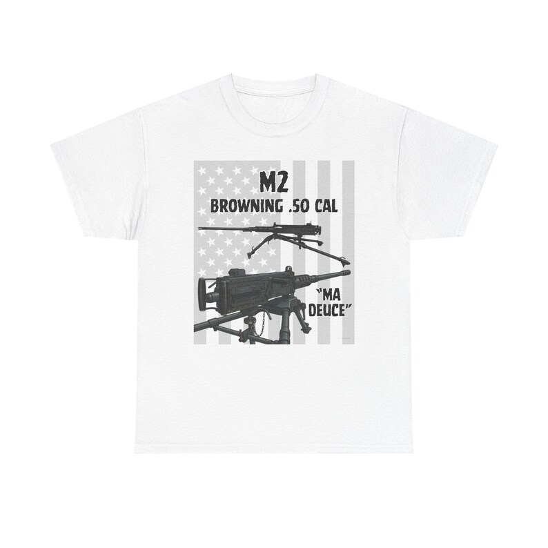 M2 Browning .50 Cal Machine Gun Tee | Military Weapon Illustration T-Shirt image 2