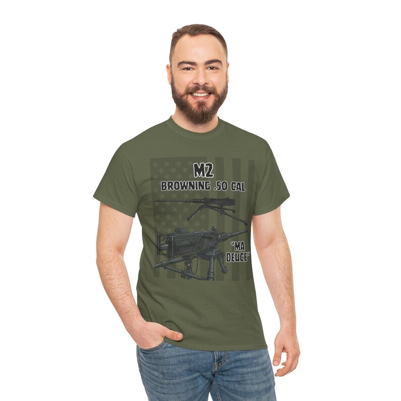 M2 Browning .50 Cal Machine Gun Tee | Military Weapon Illustration T-Shirt image 11