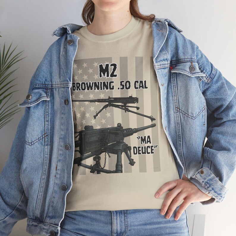 M2 Browning .50 Cal Machine Gun Tee | Military Weapon Illustration T-Shirt image 10