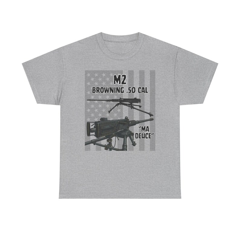 M2 Browning .50 Cal Machine Gun Tee | Military Weapon Illustration T-Shirt image 3