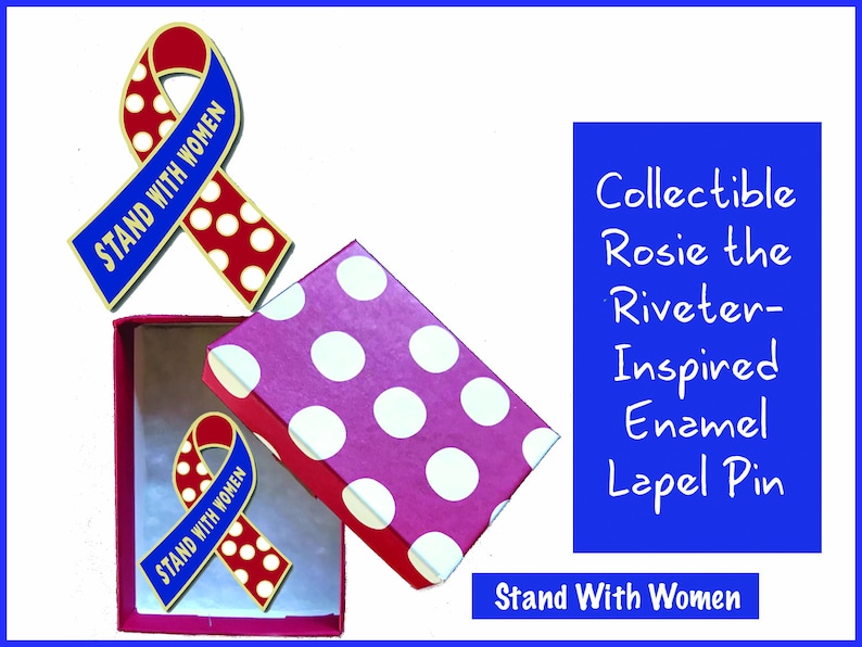 Feminist Enamel Ribbon Lapel Pin. Women Empowerment Rosie the image 1