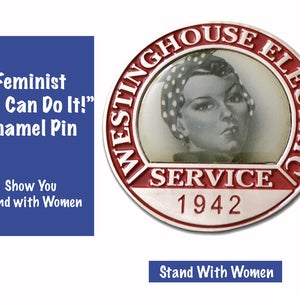 Feminist Pin. Enamel Collar Pin.  Rosie the Riveter Wore One Just Like This in "We Can Do It" Women's History Poster. 1940s, WW2, Lapel Pin.