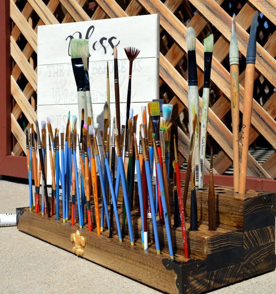Paint Brush Holder Handmade Wooden Paintbrush Or Pencil