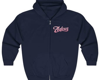 Zealous Graphic Zip Hoodie | Unisex Heavy Blend™ Full Zip Hooded Sweatshirt
