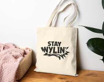 Stay Wylin' Cotton Canvas Tote Bag | 100% Heavy Canvas, 15x16" Reusable Eco-Friendly Shopping
