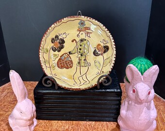 Redware easter bunny plate