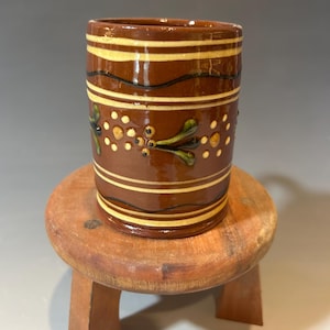 Redware,sliptrailed mug