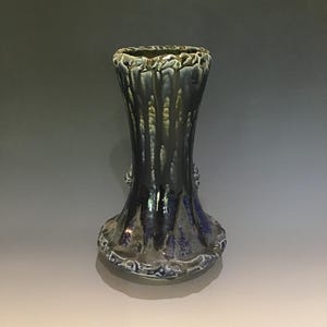Salt glazed stoneware vase with wood ash glaze handmade