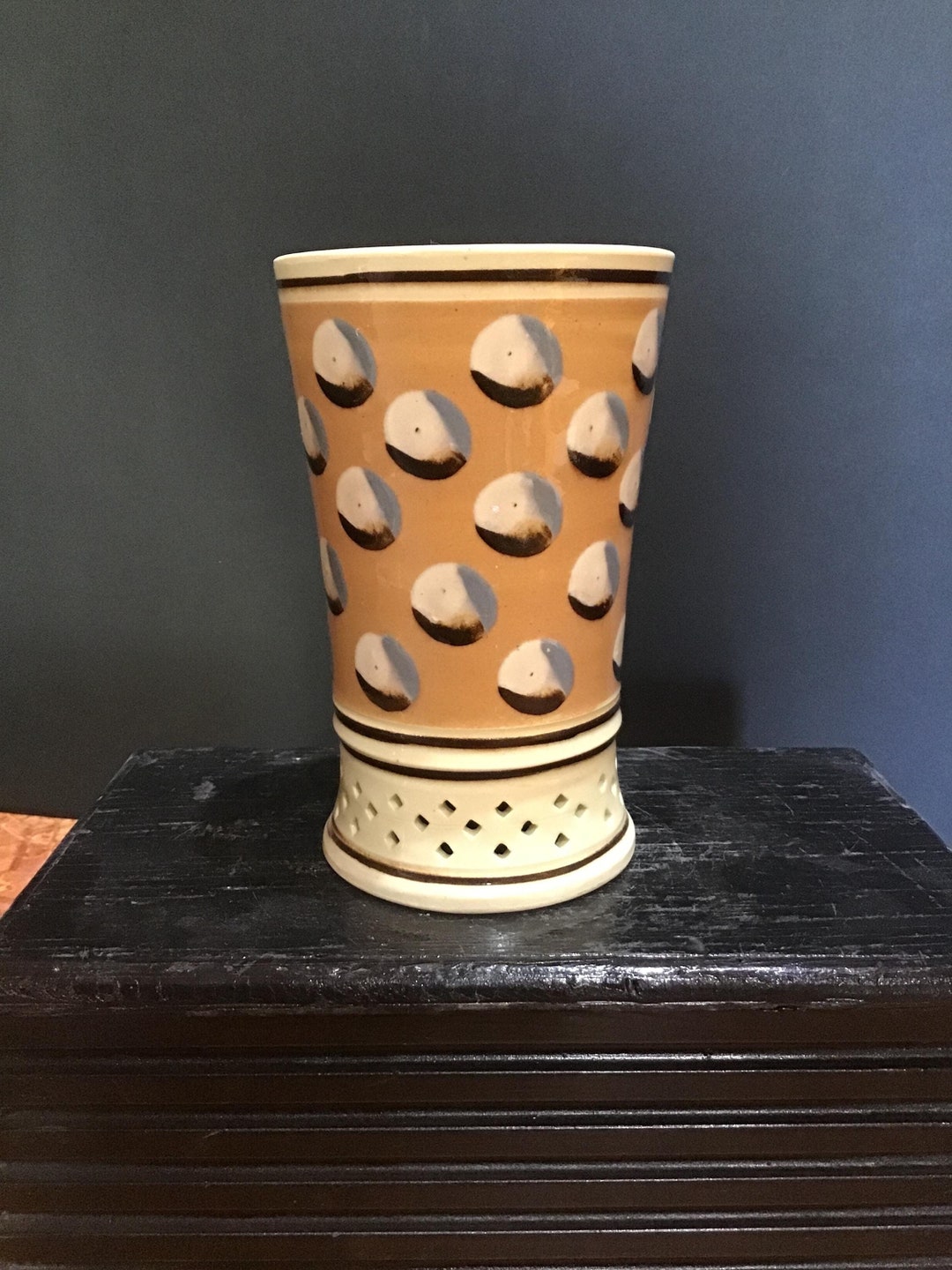 Mocha Ware Beaker With Reticulated Foot, Handmade Pottery - Etsy