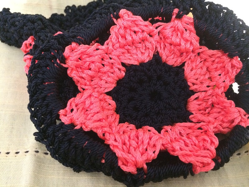 Black /& Orange Crochet Drawstring Pouch