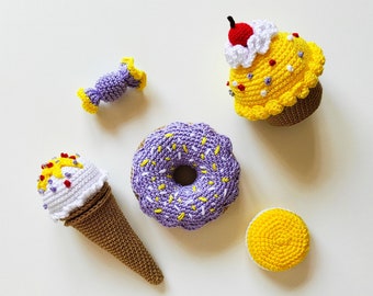 Crochet candy bar set, Play food sweets, Candy toy set, Crochet play food