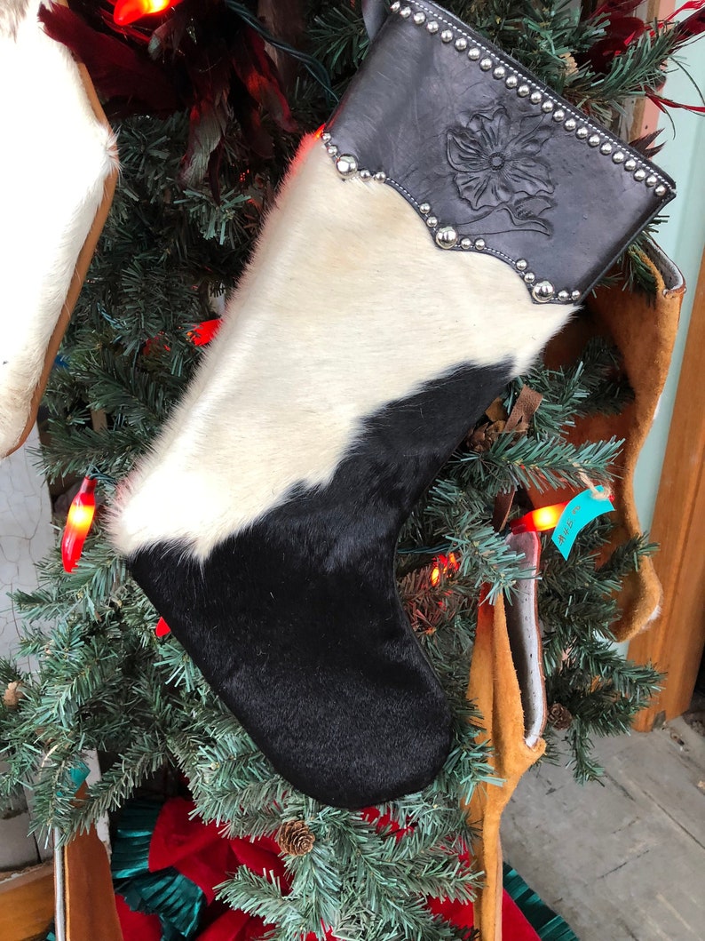 Christmas Stockings leather hair on hide handmade hand Etsy