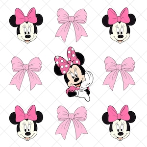 Minnie Coquette Pink Bow PNG, Valentine Mouse Design, Minnie Mouse File