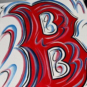 Boston Red Sox abstract painting art baseball white background