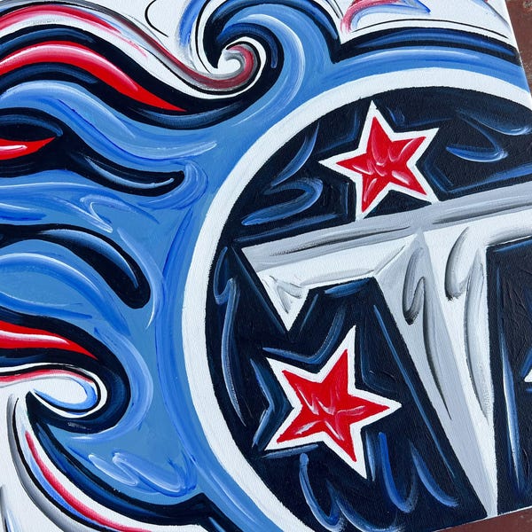 Artist’s impression of Tennessee Titans as an abstract painting art football white background. Hand painted