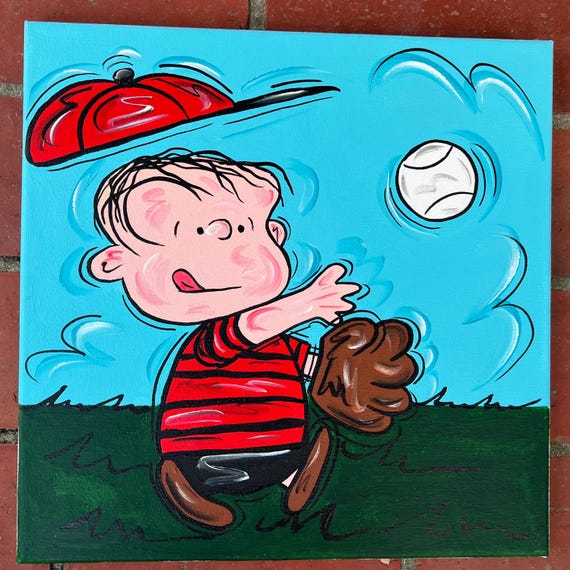 Artist's Interpretation of Peanuts Linus Playing Baseball as an