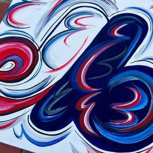 Artistic interpretation of Montreal Expos as a hand painted abstract art
