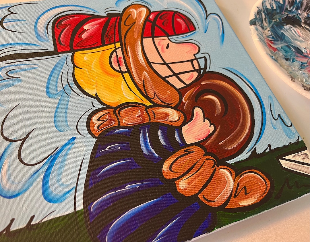 Artists Interpretation of Peanuts Schroeder Playing Baseball Etsy