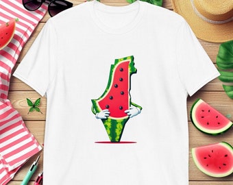 Watermelon Palestine Shirt, Free Palestine Merch, Map of Palestine Art, Palestinian Unisex T-Shirt