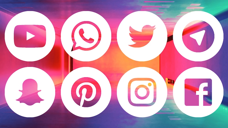 Iconos de redes sociales blancas 8 vector de medios sociales | Etsy