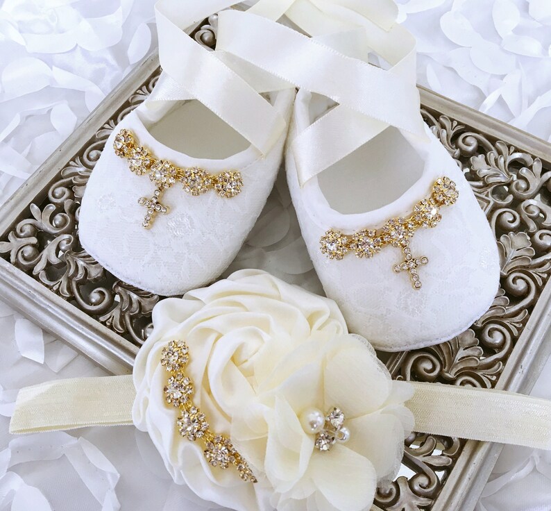 baby girl ivory christening shoes