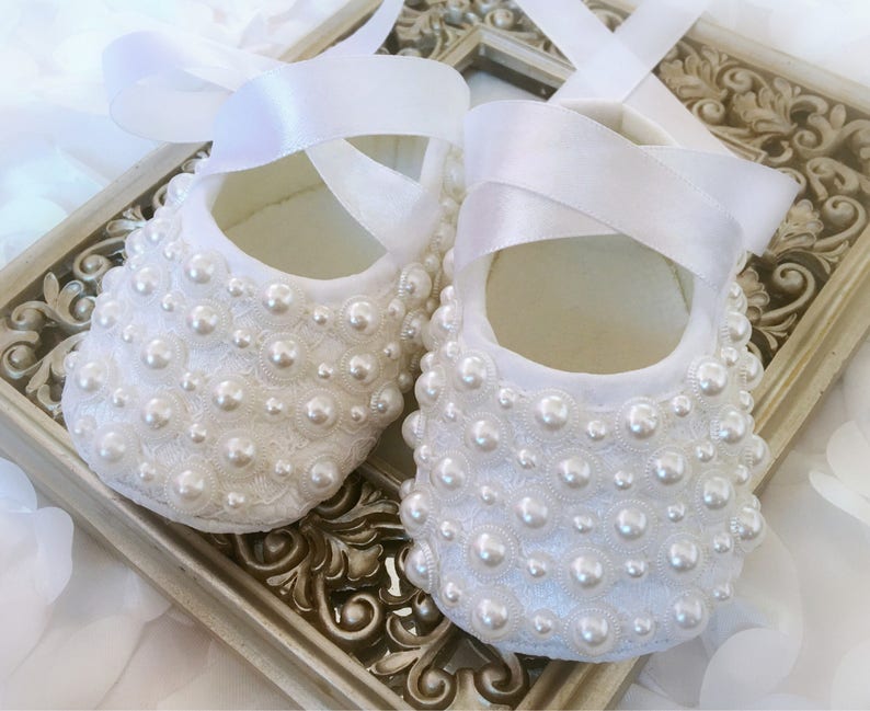 white baptism shoes for baby girl