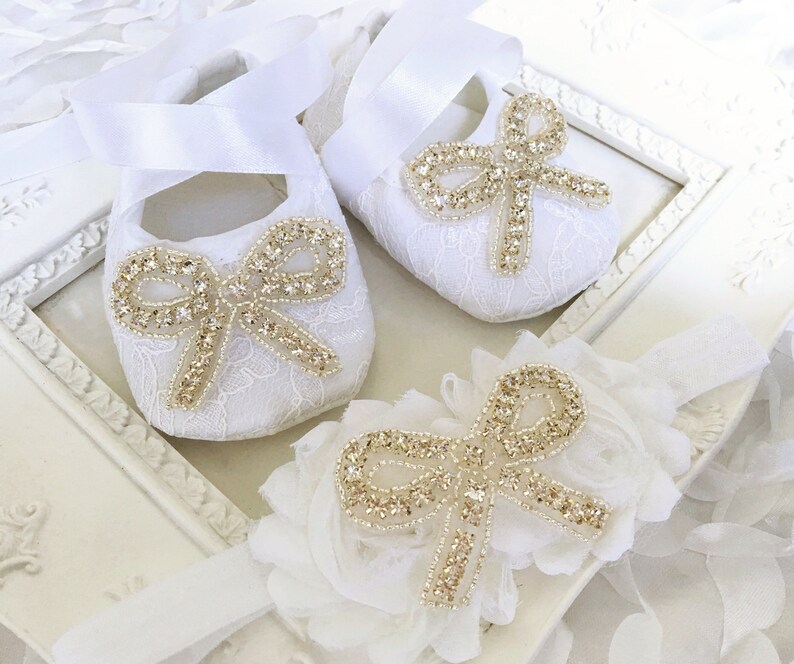 baby girl ivory christening shoes
