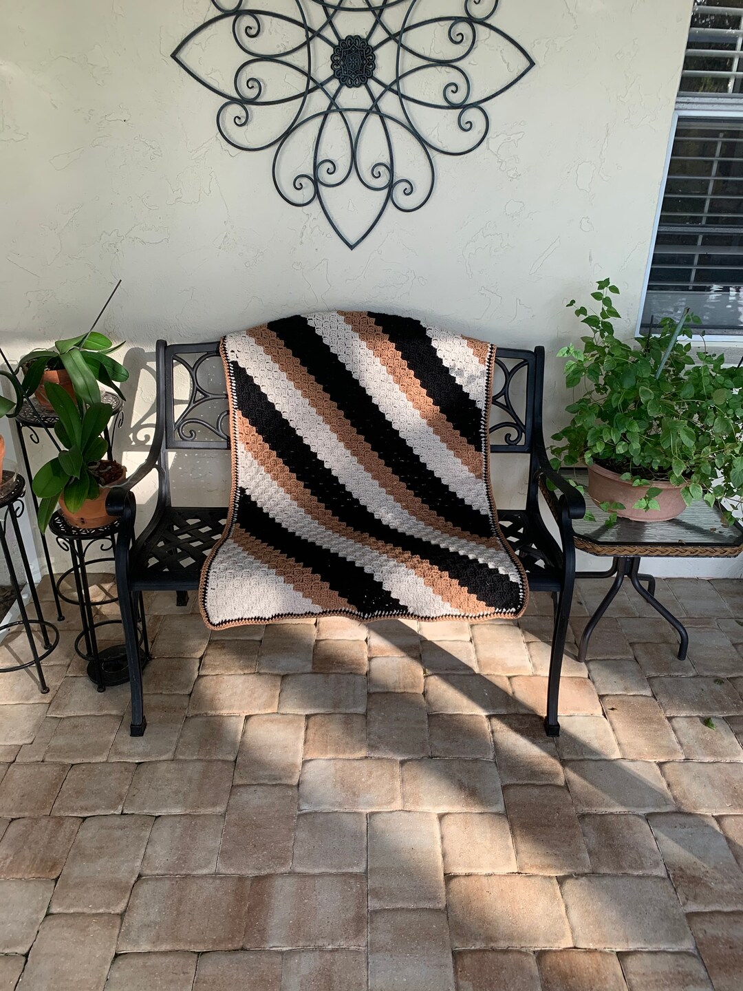 Lap Blanket Wheelchair Handmade Crochet Black Cinnamon Etsy