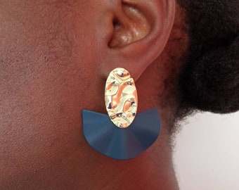 Boucles d'oreilles martelées ethniques, Grandes boucles d'oreilles Africaines, Boucles d'oreilles de déclaration, Cadeau ethnique pour femme
