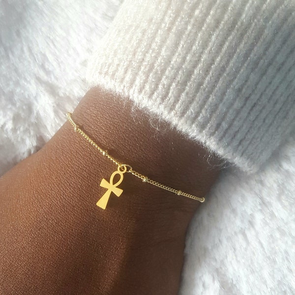 Ankh Egyptian pendant bracelet for Women, Egyptian protection bracelet for Women, Dainty Egyptian symbols jewelry for Her, Spiritual gifts