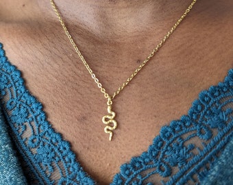 Small gold snake pendant for women, Egyptian snake necklace for women, Luck necklace for women, Protection amulet