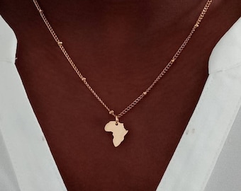 Africa Necklace for Women, Africa Pendant Necklace for Women, Dainty Travel Necklace, Ethnic Necklace, African Gifts