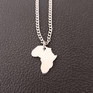 Collier Homme En Acier Inoxydable Avec Pendentif Carte De l'Afrique, Résistant Et Élégant, Disponible En Coloris Or Ou Argent, Idéal Cadeau