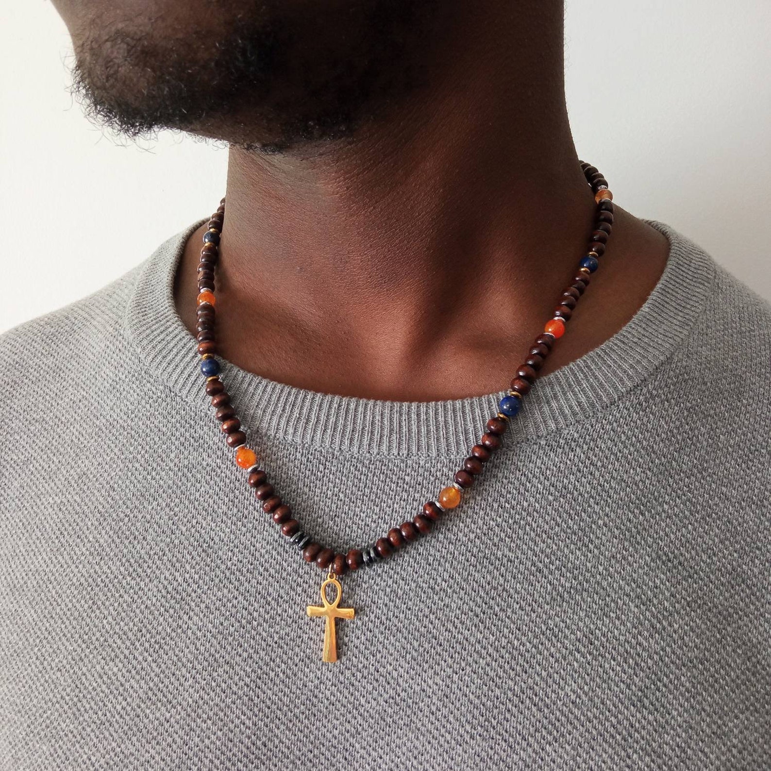 African men's necklace men's beaded necklace African Etsy