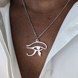 Horus, Eye of Ra necklace for women in rhodium silver, Eye of Re pendant, Ancient Egypt necklace, Egyptian necklace for women